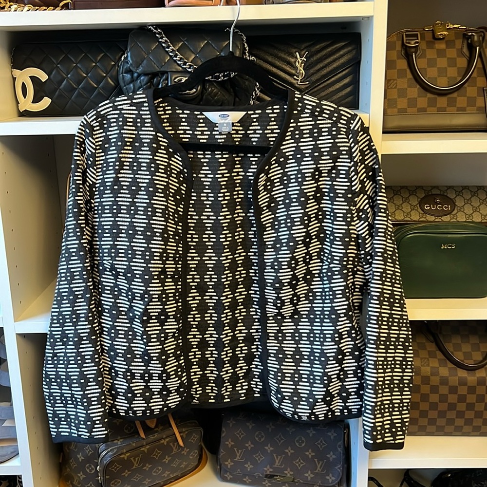 Black and white geometric jacket